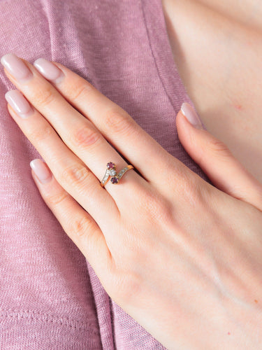 Bague 51 Bague Trilogie Rubis Diamants 58 Facettes