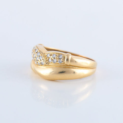 Bague 57 Bague godronnée pavage Diamants 58 Facettes JE154