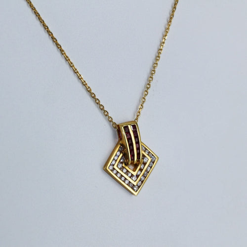 Pendentif Pendentif géométrique Or jaune Rubis Diamants 58 Facettes