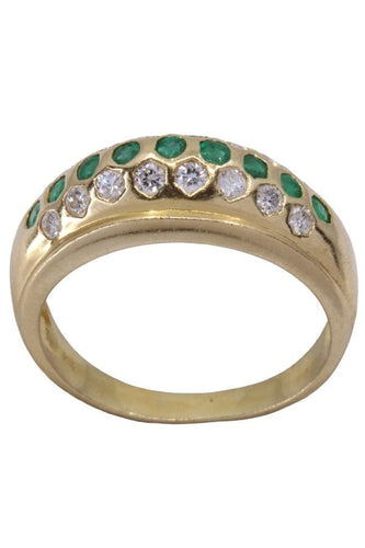 Bague 59 Bague jonc Or jaune Emeraude Diamant 58 Facettes 078101