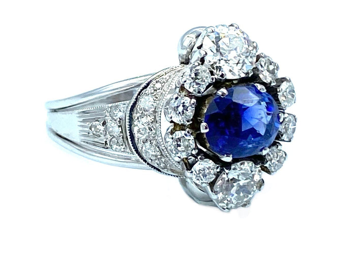 Bague Bague 19ème or, saphir et diamants 58 Facettes