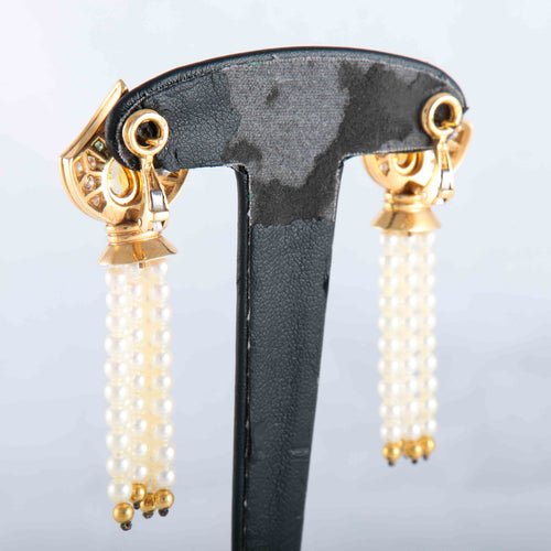Boucles d'oreilles Boucles d'oreille citrine diamants et perles pendantes 58 Facettes