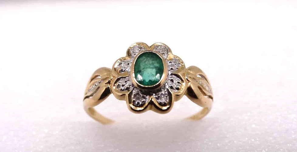 Bague 54 Bague emeraude et diamants 58 Facettes 12907