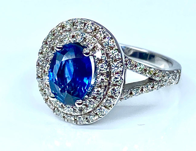 Bague 52 Bague Saphir entourage diamants 58 Facettes AB251