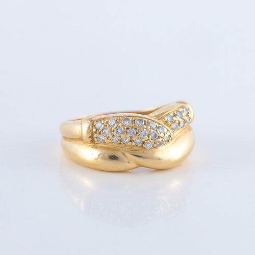 Bague 57 Bague godronnée pavage Diamants 58 Facettes JE154