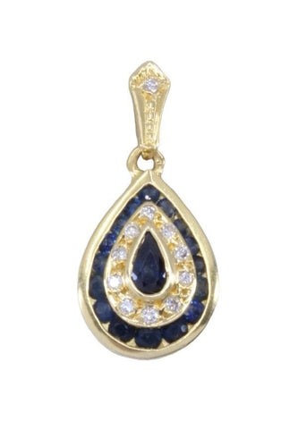 Pendentif Pendentif poire Or jaune Saphir Diamants 58 Facettes 082621