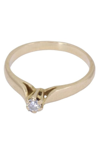 Bague 52 Solitaire or blanc, diamant 0.10 carat 58 Facettes 079751