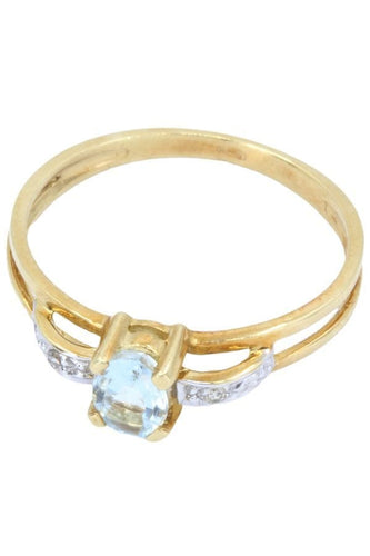Bague BAGUE MODERNE AIGUE-MARINE ET DIAMANTS 58 Facettes 054141