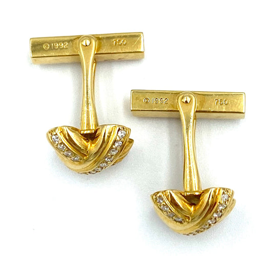 Boutons de manchette Tiffany’s & Co. Boutons de manchette or jaune et diamants 58 Facettes