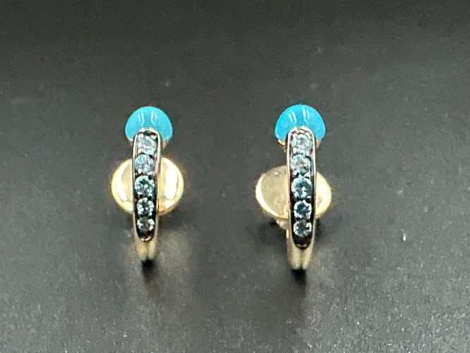 Boucles d'oreilles POMELLATO - Créoles Or Turquoises Zircons 58 Facettes