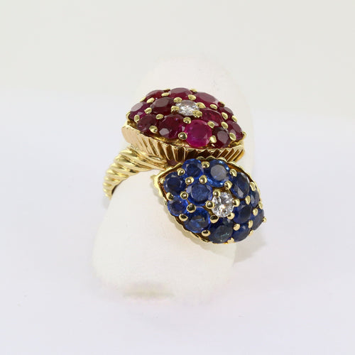 Bague 56 Bague "Toi et Moi" rubis, saphirs et diamants 58 Facettes