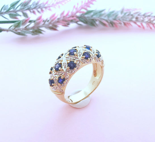 Bague 56.5 Bague Jonc Or Saphirs et Diamants 58 Facettes AA 1633
