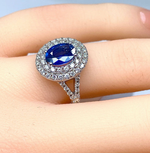 Bague 52 Bague Saphir entourage diamants 58 Facettes AB251