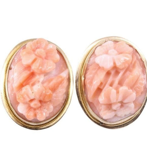 Boucles d'oreilles CLIPS EN OR JAUNE & CORAIL 58 Facettes 066401