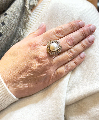 Bague 58 Bague en diamants et perle 58 Facettes