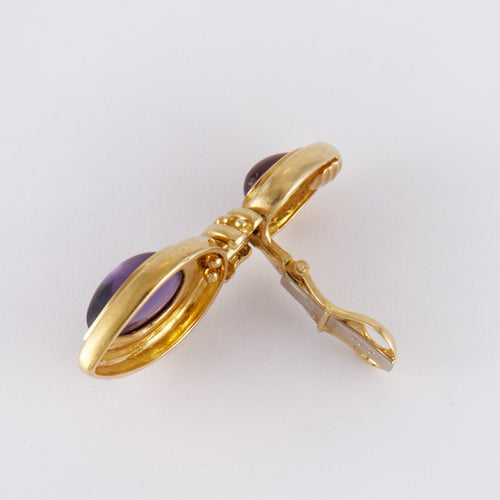 Boucles d'oreilles Clips d'oreilles améthystes, tourmalines roses 58 Facettes