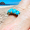Bague 55 Bague Jarretière Or Jaune, Turquoises Cabochons & Diamants 58 Facettes B66B