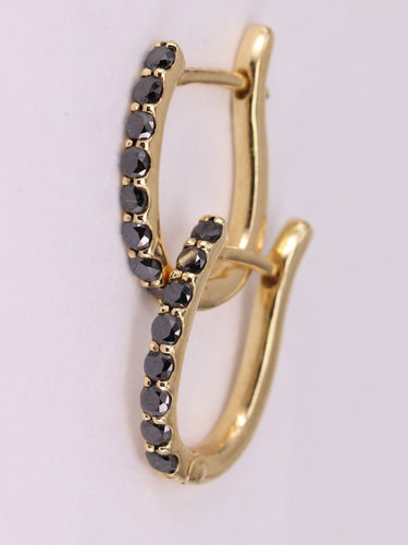 Boucles d'oreilles Boucles d'oreilles diamant noir or jaune 18k 58 Facettes ME118