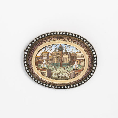 Broche Broche micromosaïque en or 18 carats, argent et diamants 58 Facettes