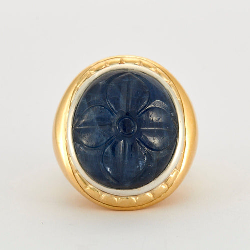 Bague 59.5 Bague Chevalière Saphir gravé 58 Facettes