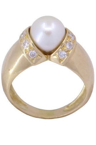 Bague 51 BAGUE PERLE ET DIAMANTS 58 Facettes 079031