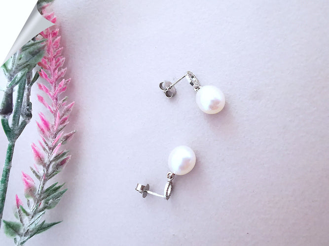 Boucles d'oreilles Boucles d'oreilles Perles de culture Diamants Or Blanc 58 Facettes AA 1538