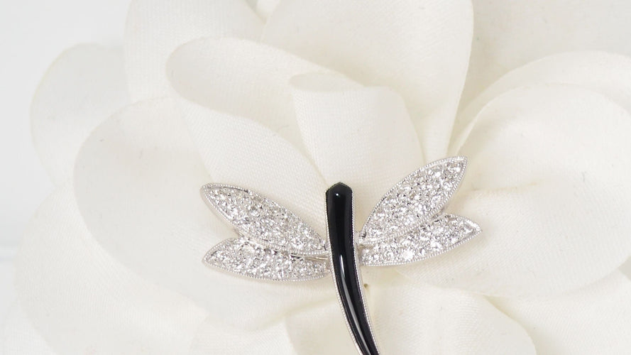 Broche Broche Libellule  diamants et onyx 58 Facettes 32162
