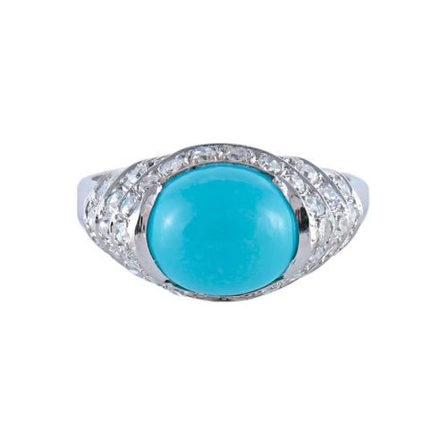 Bague Bague Turquoise Diamants 58 Facettes
