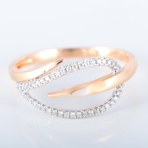 Bague 55.5 Bague Feuille or rose et blanc 58 Facettes