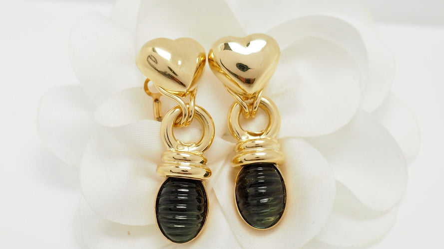 Boucles d'oreilles 4.5cm Boucles d'oreilles en or jaune et tourmalines 58 Facettes 32263