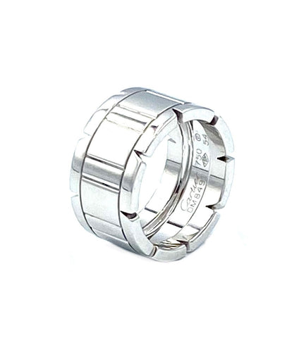 Bague 54 Cartier. Collection Tank Française, bague or blanc 58 Facettes