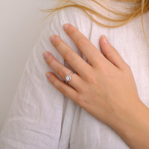 Bague 50 Bague Solitaire Or blanc Diamants 58 Facettes