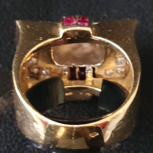 Bague 57 Bague tank 2 Ors Diamants Rubis 58 Facettes 1268  Mxae