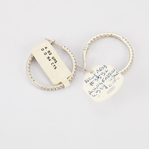 Boucles d'oreilles Créoles en Or blanc &  diamants 58 Facettes