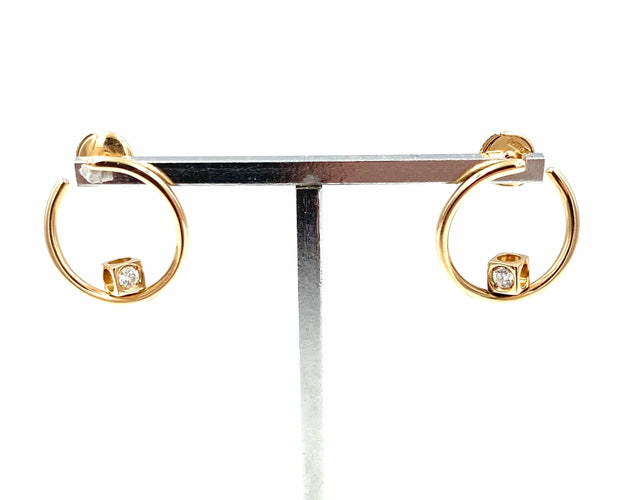 Boucles d'oreilles DINH VAN. Collection Cube Diamants, créoles en or rose 18K et diamants 58 Facettes