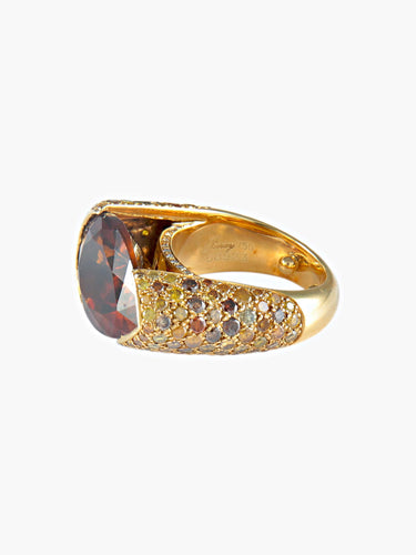 Bague 52 Bague Tourmaline cuivrée Diamants 58 Facettes