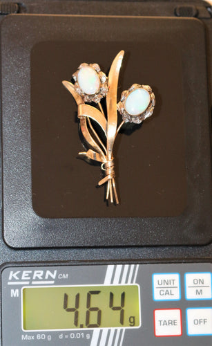 Broche Broche Bouquet De Fleurs Opales Or Jaune 58 Facettes