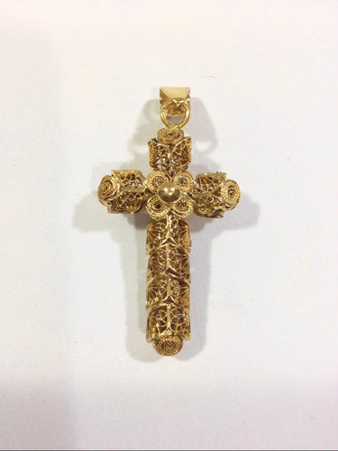 Pendentif Pendentif Croix Filigranée Or Rose 58 Facettes 947613