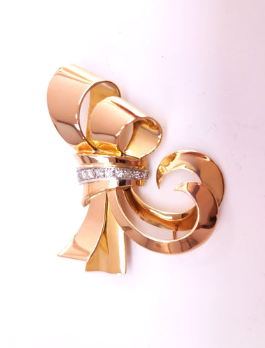 Broche Broche nœud or jaune et diamant 58 Facettes RA-615/4