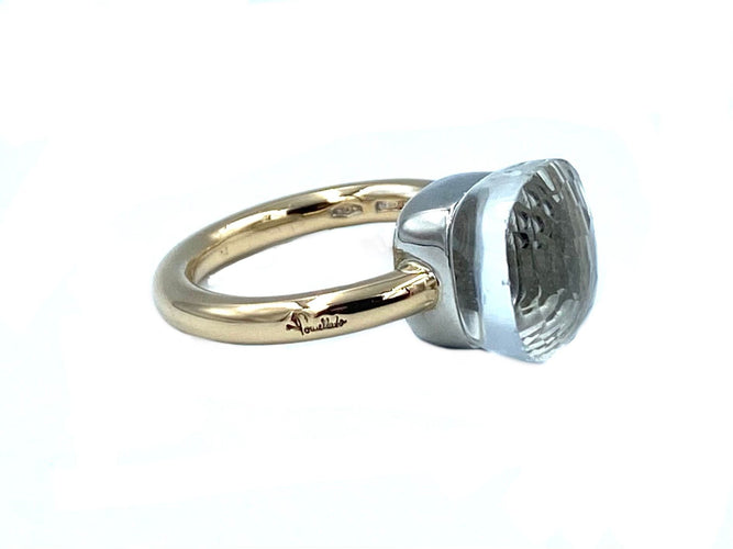 Bague POMELLATO. Collection Nudo classic, bague 2 ors et topaze blanche 58 Facettes