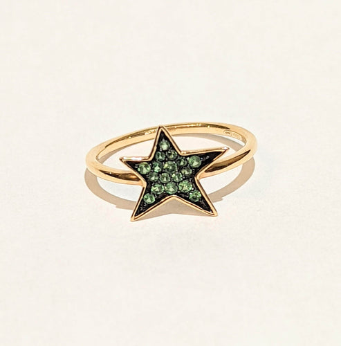 Bague 54 DJULA Bague étoile or et saphirs verts 58 Facettes