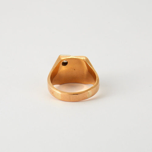 Bague 64.5 Bague Chevalière massive or jaune et diamant 58 Facettes