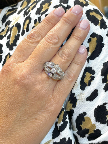 Bague 55 Bague Art Déco platine et diamants 58 Facettes