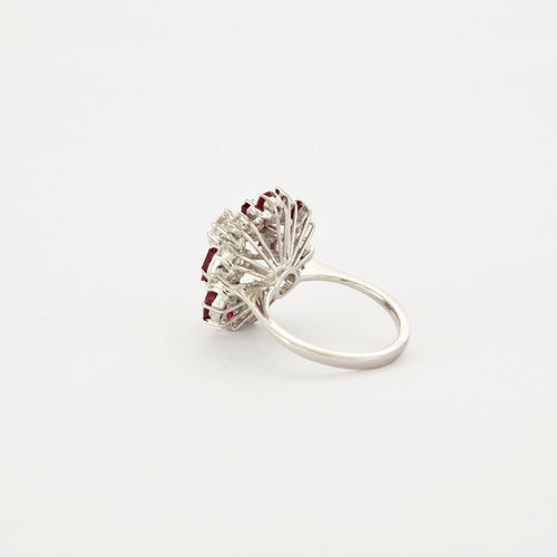 Bague 52 Bague Or  blanc Diamants Rubis 58 Facettes