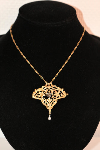 Broche Broche-Pendentif or jaune Art Nouveau 58 Facettes 447