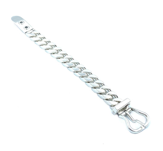 Bracelet HERMÈS. Bracelet vintage boucle sellier argent GM 58 Facettes