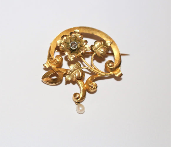 Broche Broche Art Nouveau florale or jaune 58 Facettes 449