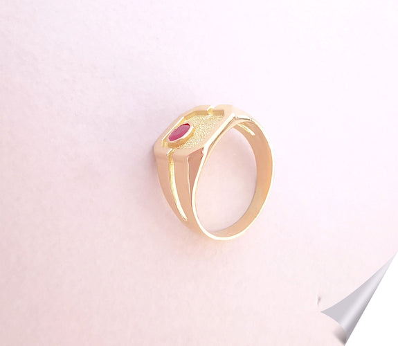 Bague Bague Chevalière unisexe Rubis Or Jaune 18 K 58 Facettes AA 1541