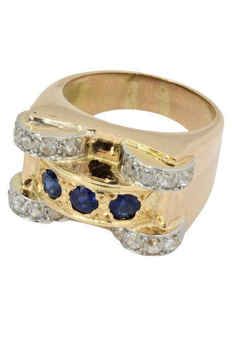 Bague BAGUE TANK SAPHIRS ET DIAMANTS 58 Facettes 041991