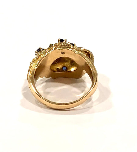 Bague 56 Bague massive or jaune et saphirs 58 Facettes